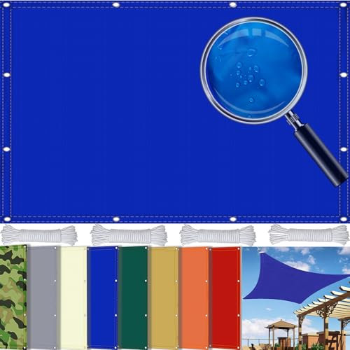 SDLLG Sun Shade Sail with Eyelets/D-Ring Rectangle/Triangle Made of Oxford Fabric 180g/㎡ Waterproof Sun Protection Weather Protection Sail Canopy UV Protection (Rectangle-Straight edge, Blue)