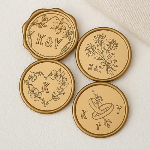 Wachssiegel Selbstklebend Personalisiert-Aufkleber mit Namen, Initialen, Logo oder eigenem Design – für Hochzeit, Einladungen, Umschläge und Geschenkverpackung – in verschiedenen Farben erhältlich