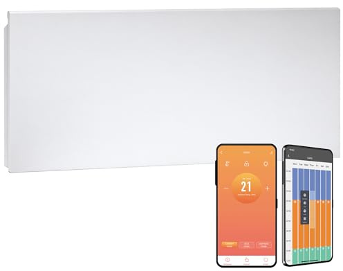 Lyndo WiFi Electric Panel Heater/Convector Radiator, Wall Mounted, Splash Proof, With Timer, Thermostat, Voice Control, Modern (White, 2500W)