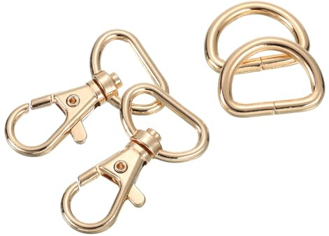 QUARKZMAN Karabinerhaken mit Drehgelenk, Zinklegierung D Ring Klassische Hummerklammern Taschenzubehör für Lanyard DIY Handwerk Herstellung Schlüsselanhänger Selber Machen (19mm, Gold)