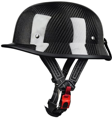 German Style Retro Half Shell Helmet Vintage Motorcycle Half Helmet Adults Carbon Fiber Open Face Motorcycle Helmet DOT Approved Cruiser Scooter Chopper ATV v Helmets for Men Women(A,Medium)