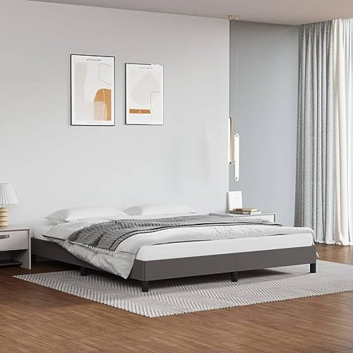 MOBCANT Bettgestell, Futonbett Tagesbett Hausbett Doppelbett Geeignet für Hotel Schlafzimmer Schulen Gästezimmer Grau 160x200 cm Kunstleder