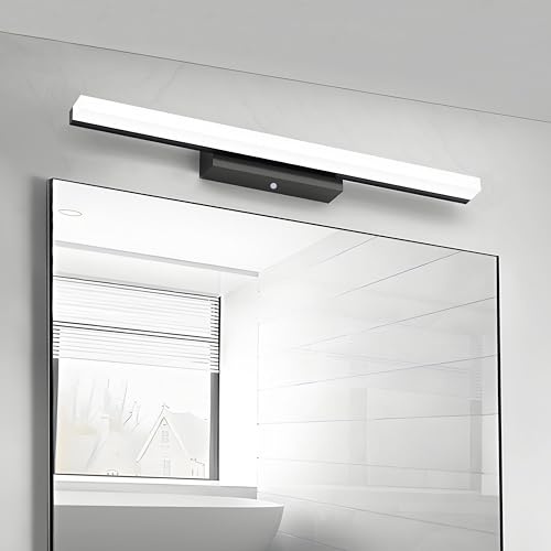 LED Spiegelleuchte Badezimmer Spiegellampe 8W 800LM 40CM Neutralweiß 4000K Badezimmer Lampe IP44 230V spiegelleuchte bad Wandleuchte Badlampe wand,Kein Flimmern Badleuchte (Schwarz Kaltweiß 6000k)