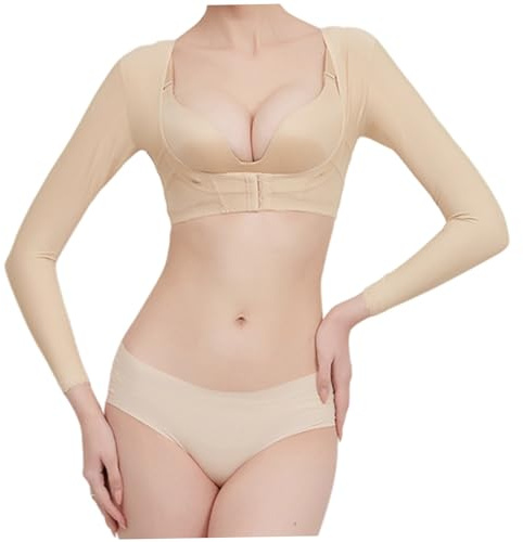 Licsaliwe Mangas de compresión para mujer moldeadoras de brazos transpirables correctoras de postura ajustables y adelgazantes.