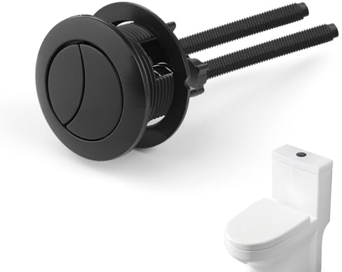 AHRLIC Black Toilet Flush Button Replacement, Dual Flush Push Button for Toilet, 38 mm Toilet Buttons with Two Rods, Round Flush Button Kit for Bathroom Cistern Tank Toilet Tank Replacement Accessorie