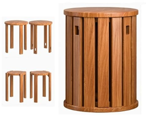 Stapelstühle 4er-Set – Stapelhocker aus Massivholz für Wohnzimmer, Schlafzimmer, Büro, Esszimmer – vielseitig einsetzbar, Beistelltisch, Nachttisch oder Couchtisch