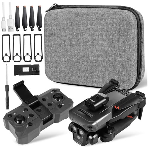 Drone Pieghevole Max con Tripla Telecamera e Antiurto | Doppia Batteria 1800mah 3,7v, Lente Regolabile Elettrica 150°, Abs Nero