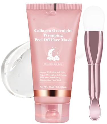Bosdoer Collagen Night Wrapping Mask, Colorless Gel Deep Nourishing Firming Mask, Enhances Skin Elasticity, Instant Removal Film Forming Hydrating Skincare (1PCS)