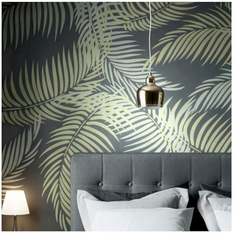 Grand pochoir de peinture en forme de feuille de palmier - 30 x 18 cm - Réutilisable - En plastique - Pour travaux manuels, loisirs créatifs, motifs tropicaux pour peinture, mur, sol, bois, tissu