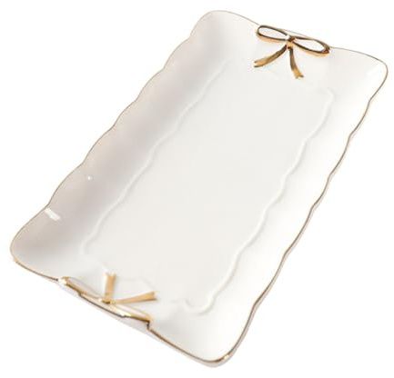 VALICLUD Bandeja de Cerámica Decorativa para Joyas Almacenamiento Delicado y Elegante para Dormitorio y Salón Organizador Multifuncional para Pequeños Accesorios y Cosméticos