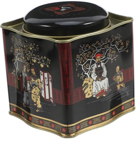 Alipis Recipiente de Lata de Hojalata con Tapa para Dulces y Galletas, Diseño Vintage Retro con Forma Ondulada Irregular y Organización Conveniente
