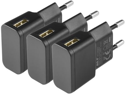Security-01 3er-Pack USB-Ladegerät, 5V 1A 5W AC-zu-DC-Netzteiladapter, für IP-Kameras, Tablets, MP3-Player, E-Reader, Smartphones, Elektrowerkzeuge und mehr, Schwarz