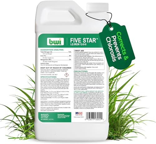 Five Star LQ Iron 12-0-0 Liquid Fertilizer for Rapid Green-Up & Chlorosis Correction - Perfect Nitrogen Fertilizer with 6% Iron, 2% Manganese & Low pH for Turf, Trees & Ornamentals - 1 Quart