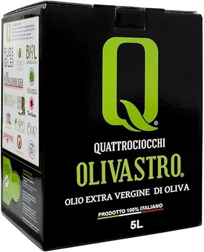 Quattrociocchi OLIVASTRO 100% Itrana Olio Extra Vergine di Oliva - Prodotto 100% Italiano - 1 Bag in Box da 5 Lt -