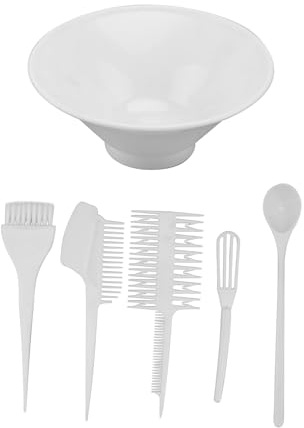 Mikikit 6pcs Hair Dye Bowl Brush Comb Set Plastic Hair Coloring Kit Practical and Convenient to Use for DIY Dye and Professional Salon