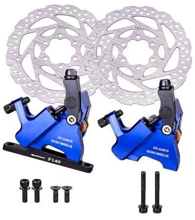 Grus Landvägscykel Skivbroms Hydraulisk CX Rotor Bromsok CNC Cykel Mekanisk Wire Pull Metal Pads 105(New FR Blue 140)