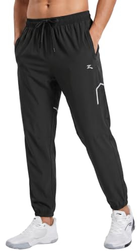 frueo 1 Pack Joggers for Men Lightweigt Tracksuit Bottoms with Zip Pockets | sport jogging bottoms,running trousers,lightweight joggers,workout sweatpants,training summer pants