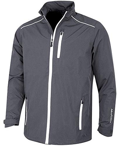 Island Green Golf IGJKT1723 Mens avec fermeture éclair imperméable coupe-vent pluie respirante Veste de sport, Charbon/Blanc, Grand l