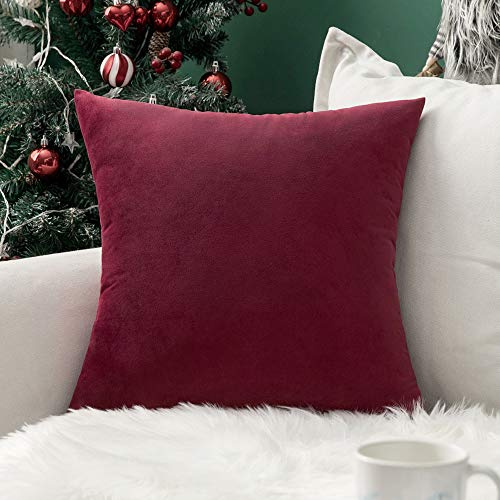 MIULEE Funda de Cojines de Terciopelo Cojines de Sofá Funda de Almohada Elegante Decorativo para Silla Cama Habitación Dormitorio Salón Sala de Estar Oficina 1 Pieza 45x45 cm Vino Rojo