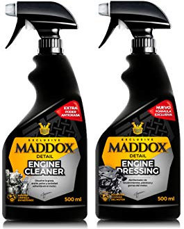 Maddox Detail - Limpia Motores e Hidratador de Plásticos para Coche | Set Limpieza de Coche para limpiar y cuidar tu motor | Hidratador de Gomas para Coche | Limpia Motor | Engine Care Kit 2x500ml