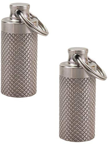 BESPORTBLE Pillendose Metall mit Schlüsselanhänger Tragbar Wasserdicht Pillenbox Tablettendose Tablettenbox für Vitamine Fischöl Unterwegs 2 Stück (Silber)