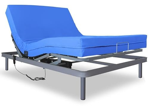 Ventadecolchones - Cama Articulada Reforzada Adaptator + Colchón Viscoelástico 10+5 Impermeable y Mando con Cable Medida 135 x 190 cm con Subida y Montaje