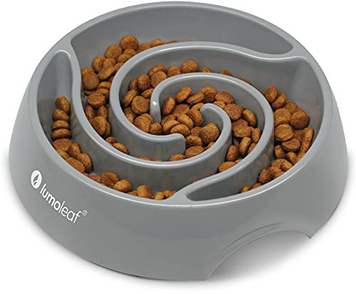 LumoLeaf Antischlingnapf Hunde Groß, Ø 22 cm, rutschfest Hundenapf, Schwerer Fressnapf, Entlastet die Verdauung, Anti Blähungen Futternapf Hund, Slow Feeder Dog Bowl (Tornado-Grau, L)