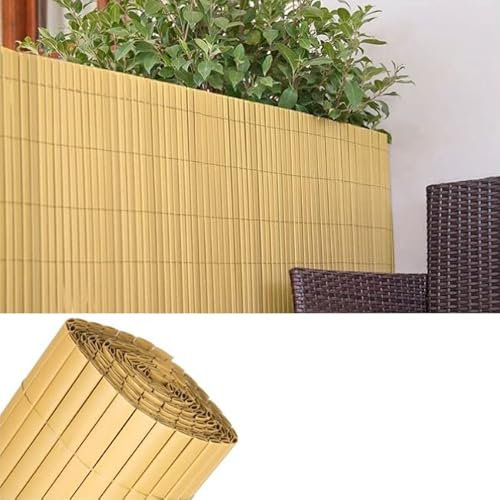 Suinga Canisse en PVC Double Face (1 x 5 m, Naturelle). Tapis de Protection visuelle pour Jardin, Balcon ou terrasse.