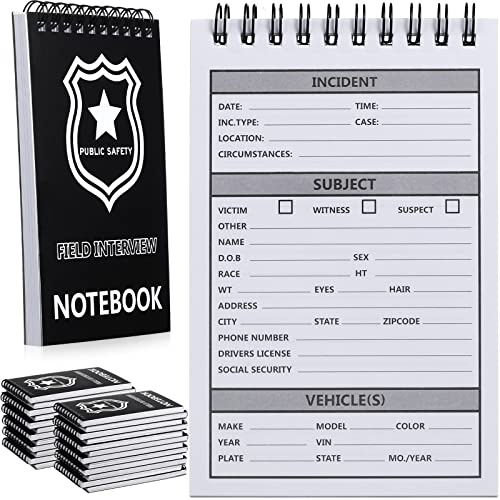 Teling 24 Packs Public Safety Police Field Interview Notebook Report Notepad for Law Enforcement Officer Gifts Ticket Book Notebook Cop Interview Equipment Accessories, 70 Sheets/ 140 Pages