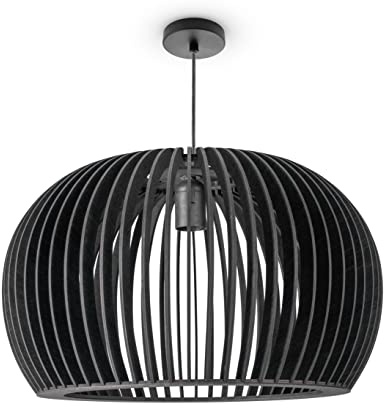 Paco Home Luminaria Suspensión Madera Lámpara Colgante Estilo Bohemio Salón Mesa Natural Vintage E27 Ratán, Tipo de lámpara:Lámpara colgante - Tipo 2, Farbe_MuVa:Negro (Ø45 cm)