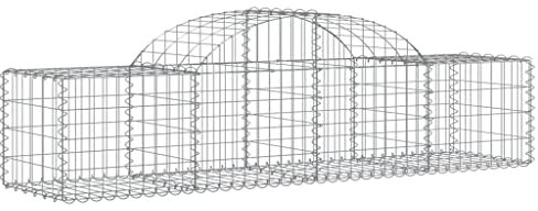 vidaXL Arched Gabion Baskets 10 pcs - Sturdy Galvanised Iron Construction, Decorative Outdoor Feature, Easy Assembly, Suitable for All Seasons, Extra Strong Wire Panels, Versatile Use