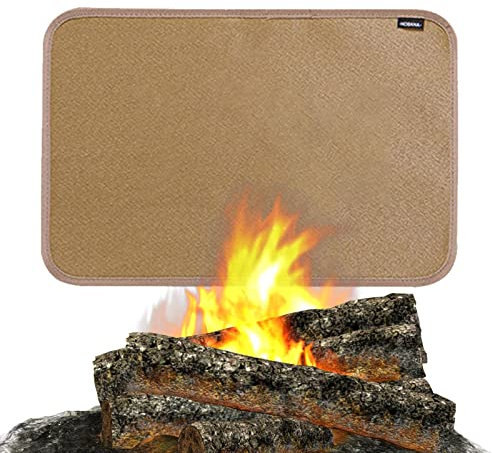 JPSDOWS Manta ignífuga | Fuego Madera Fibra Vidrio | Almohadillas hogar ignífugas Resistentes al Calor hasta 2012 °F para soldar Estufa leña, Alfombra Protectora Suelo Negra