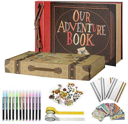 Vienrose Our Adventure Book Up Scrapbook, Hardcover Embossed DIY Memory Journal for Couples, Anniversary Wedding Travel Memory Keeping, Valentine Gifts for Boyfriend Girlfriend, 40 Pages