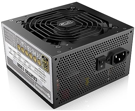 RAIJINTEK CRATOS 1200 BLACK, 80 Plus Gold Vollmodulares ATX 3.1 Netzteil, PCIe 5.1 12V-2x6 Kabel, Leiser Smart-Fan, Japanische Kondensatoren, Kompakte 140mm PSU