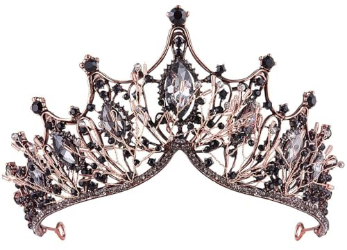 Krone Queen,Diadem Kristall Birthday Crown Krone Hochzeit Tiara Mädchen Damen Hochzeit Königin Kristalle Prinzessin Krone für Geburtstag Hochzeit Abschlussball Party Dekorationen,Schwarz