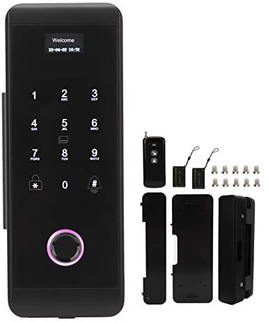 Serrure De Porte électronique En Verre,Serrure De Porte Intelligente En Verre, Serrure De Porte D'entrée Sans Clé Sans Perçage Avec Empreinte Digitale, Mot De Passe, Carte IC, Télécommande Et Applica
