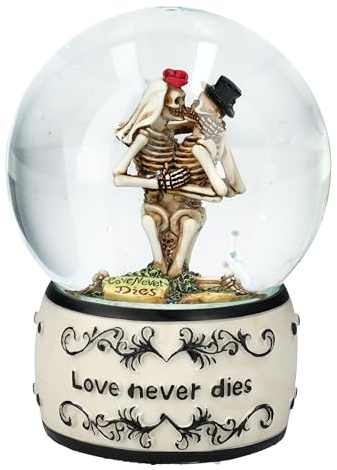 Amore eterno, sfera di neve con scheletri, 13,5 cm, decorazione gotica, amore, San Valentino, matrimonio