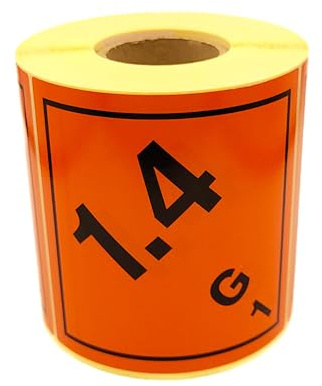 MD Labels Gefahrgutetiketten Klasse 1.4G – 500 Stück – ADR-Aufkleber Abteilung 1 – selbstklebende Transportetiketten