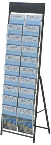 Mecent prospektständer mit 10-Lagen für Empfangsbereich, Büro zeitungsständer,prospekthalter für Handelsausstellungen (Doppelte A4-Breite)