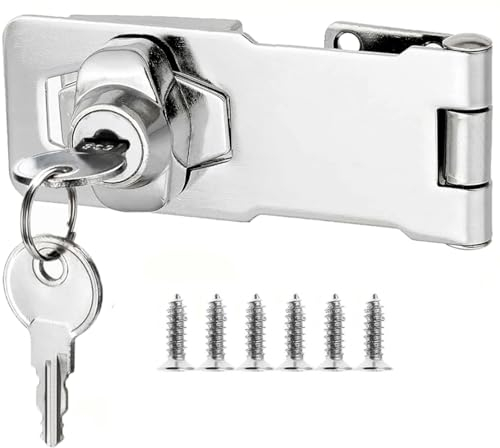 Litensh Lucchetto con serratura a serratura, chiusura a chiave con diverse chiavi, cassetto armadietto Serratura, Lucchetto Hasp, Chiusure Hasp, chiavistello, serratura per porte (2.5 Inch)