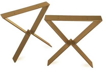 modernLOFTart Tischkufen X2 Gold 80x10 mm - Tischbeine Metall aus Flachstahl Sandgestrahlt und Pulverbeschichtet - Tischgestell Breite 50cm, Höhe 72cm - Industrial Loft
