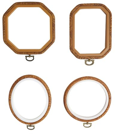 Stickrahmen aus Holzimitat, oval, rechteckig, achteckig, Kreuzstichrahmen zum Nähen, Aufhängen, Ornament, Handwerk, Heimdekoration