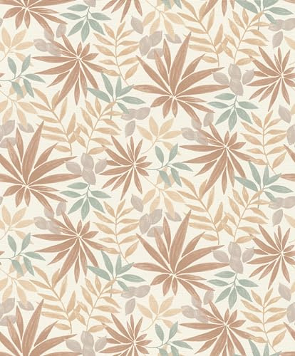 Rasch Country Charme 580228 Papier peint intissé clair avec feuilles et plantes en beige, taupe et vert