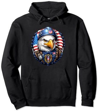 Patriotischer Adler in Soldaten Gear | Freedoms Brave Guardian Pullover Hoodie