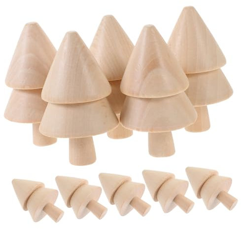 SEWACC 10stücke Unbemalte Holz Weihnachtsbaum Bastelset Für Diy Dekorationen Miniatur Holzfiguren Zum Malen Kunstprojekte Für Feiertage