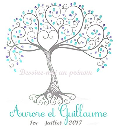 Tableau arbre de vie à empreintes de mariage livre d'or original cadeau 30 x 30 cm