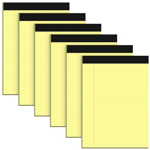 Notizblock, A4, liniert, A4, liniert, A4, Gelb, 6 Stück