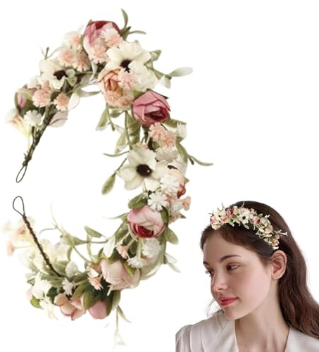 Diadema con corona de flores,Diadema floral | Corona floral de boda | Accesorios para el cabello para accesorios fotográficos, guirnalda de corona de flores ajustable para fiestas festivas