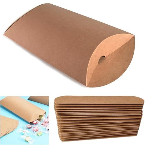 Smaoqingji Sobres Pequeños Bolsas Cajitas Regalo Pequeñas - 20 Piezas, Cojín Vintage Bolsa Kraft Almohadas Favor Saco, Regalos Caja de Cajas Carton, para Boda, Banquete, Dulces