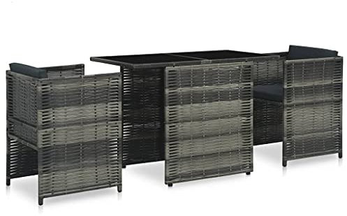 Fasba Bistroset 3-TLG. mit Auflagen Gartenmöbel Balkonset Sitzgruppe Gartenset Balkonmöbel Garnitur Sitzgarnitur Poly Rattan Grau